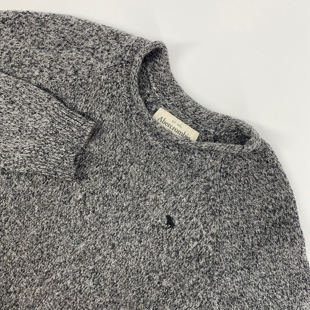 Abercrombie Fitch Sweater Mens Large Gray Marled Raglan Preppy Classic Cozy